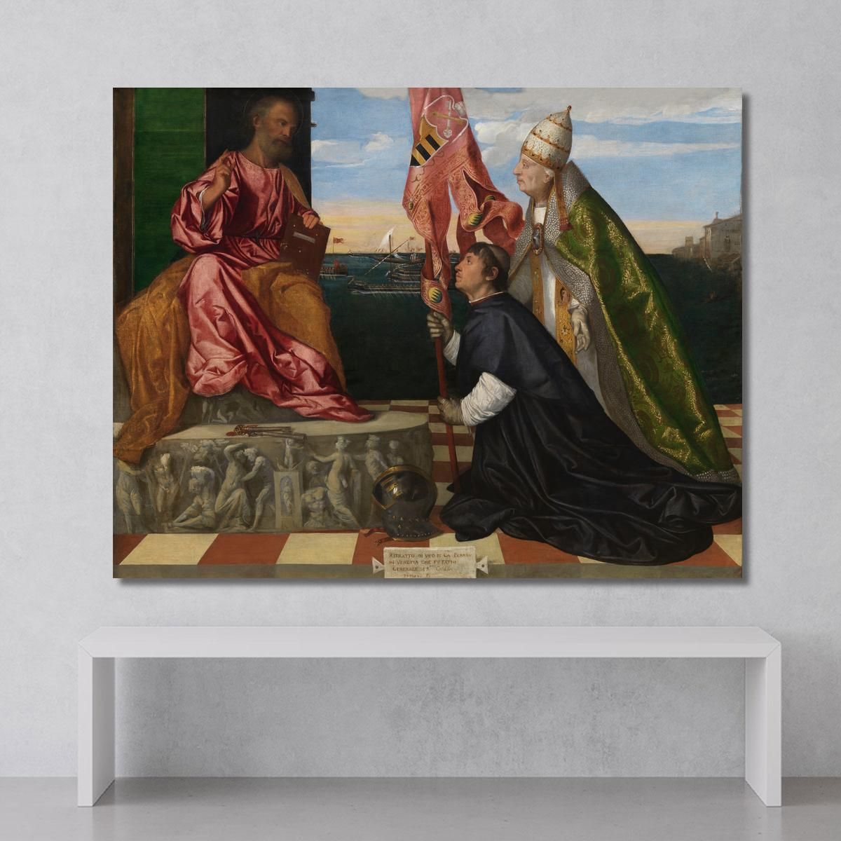 Papa Alessandro Vi Presenta Il Vescovo Jacopo Pesaro A San Pietro Titian Tiziano Vecellio ttn42 quadro stampa su tela