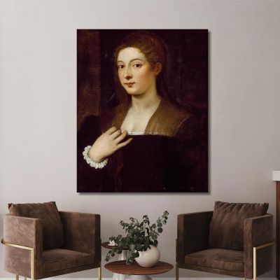 Ritratto Di Signora Titian Tiziano Vecellio ttn45 quadro stampa su tela