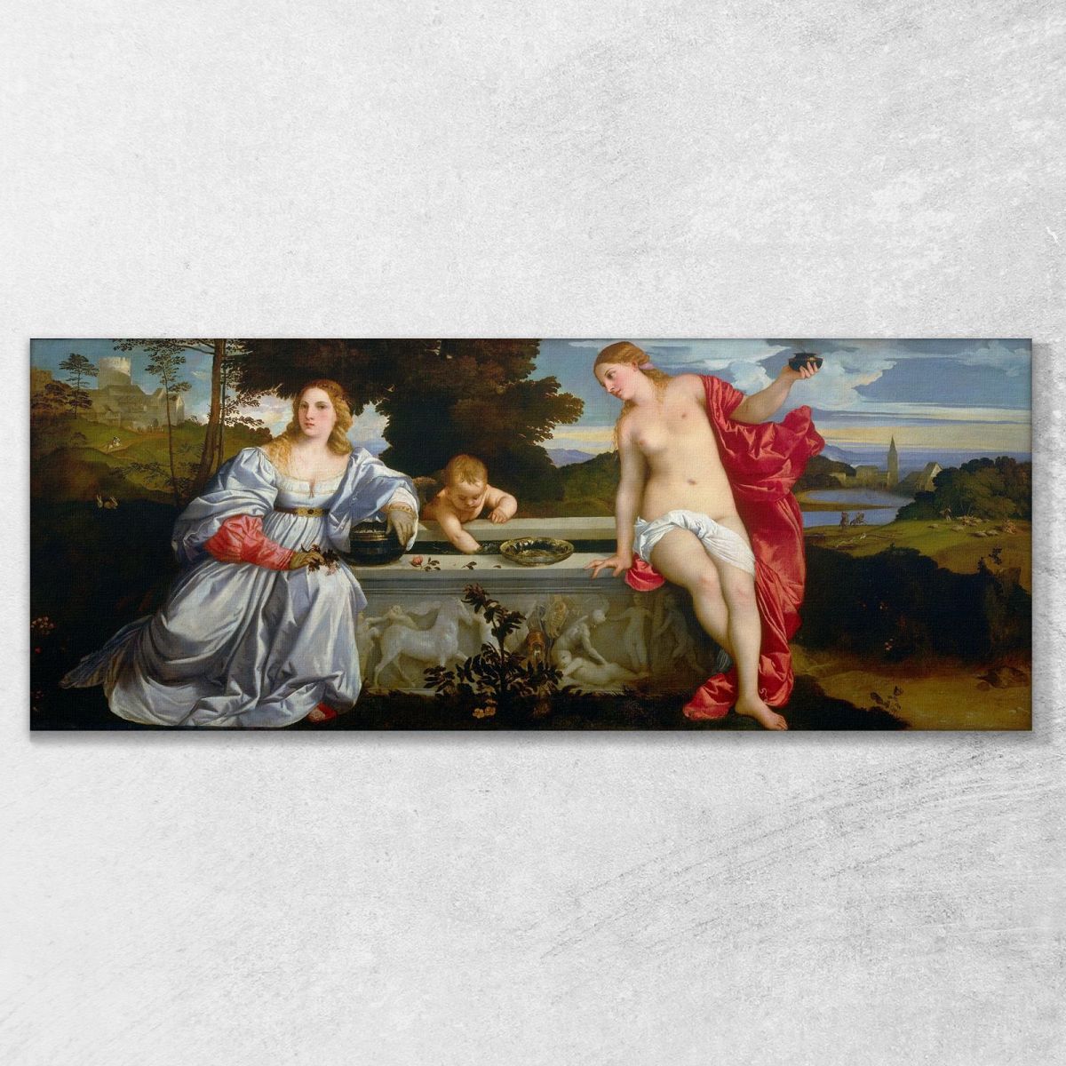 Amor Sacro E Amore Profano Titian Tiziano Vecellio ttn58 quadro stampa su tela