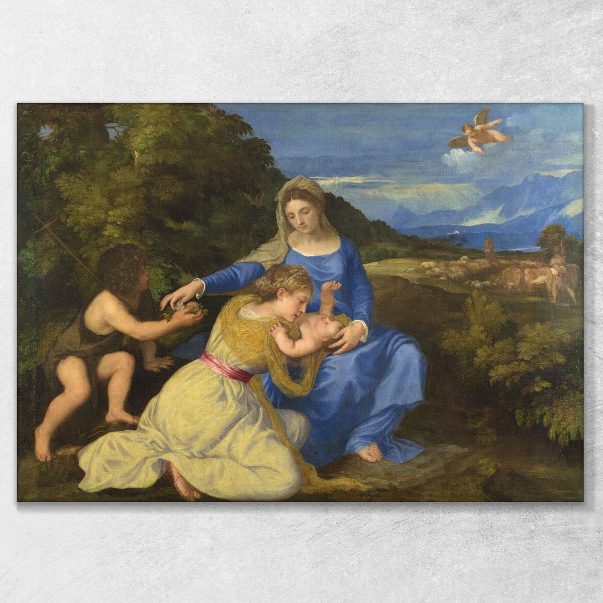 The Aldobrandini Madonna Titian Tiziano Vecellio ttn60 quadro stampa su tela