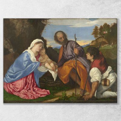 La Sacra Famiglia Con Il Pastore Titian Tiziano Vecellio ttn64 quadro stampa su tela