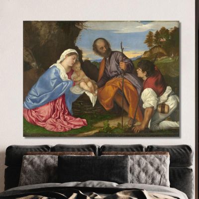 La Sacra Famiglia Con Il Pastore Titian Tiziano Vecellio ttn64 quadro stampa su tela