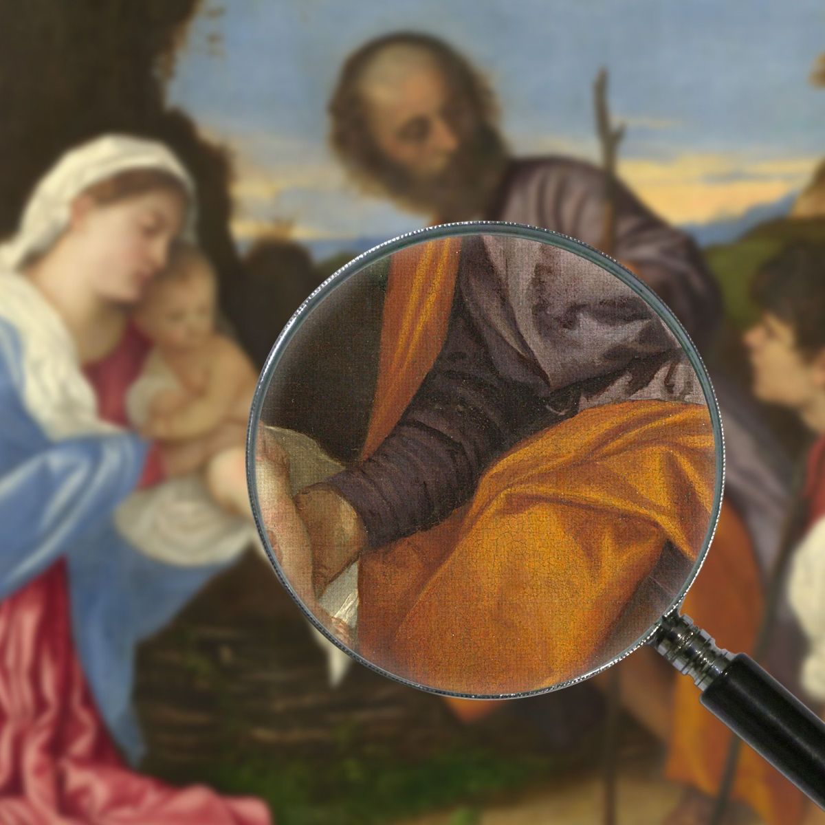 La Sacra Famiglia Con Il Pastore Titian Tiziano Vecellio ttn64 quadro stampa su tela