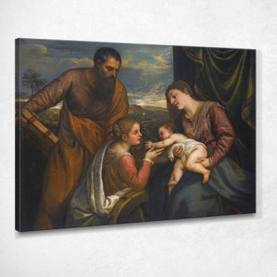 La Madonna Col Bambino E I Santi Luca E Caterina D'Alessandria Titian Tiziano Vecellio ttn65 quadro stampa su tela