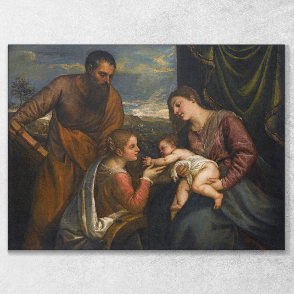 La Madonna Col Bambino E I Santi Luca E Caterina D'Alessandria Titian Tiziano Vecellio ttn65 quadro stampa su tela