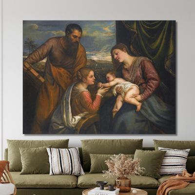 La Madonna Col Bambino E I Santi Luca E Caterina D'Alessandria Titian Tiziano Vecellio ttn65 quadro stampa su tela