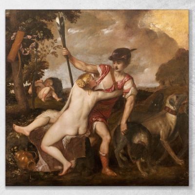 Venus Y Adonis 1550 Titian Tiziano Vecellio, ttn73 cuadro en lienzo
