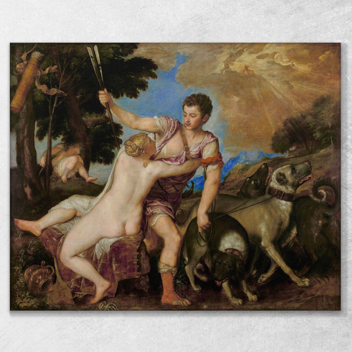 Venere E Adone Titian Tiziano Vecellio ttn74 quadro stampa su tela