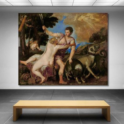 Venere E Adone Titian Tiziano Vecellio ttn74 quadro stampa su tela