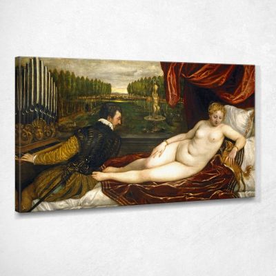 Venere E L'Organista E Il Cagnolino Titian Tiziano Vecellio ttn75 quadro stampa su tela