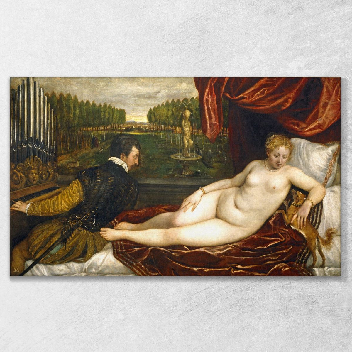 Venere E L'Organista E Il Cagnolino Titian Tiziano Vecellio ttn75 quadro stampa su tela