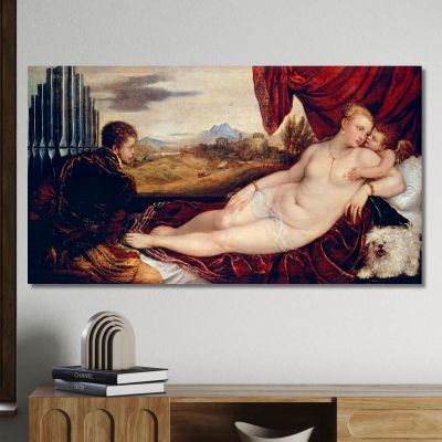 Venere Con L'Organista Titian Tiziano Vecellio ttn79 quadro stampa su tela