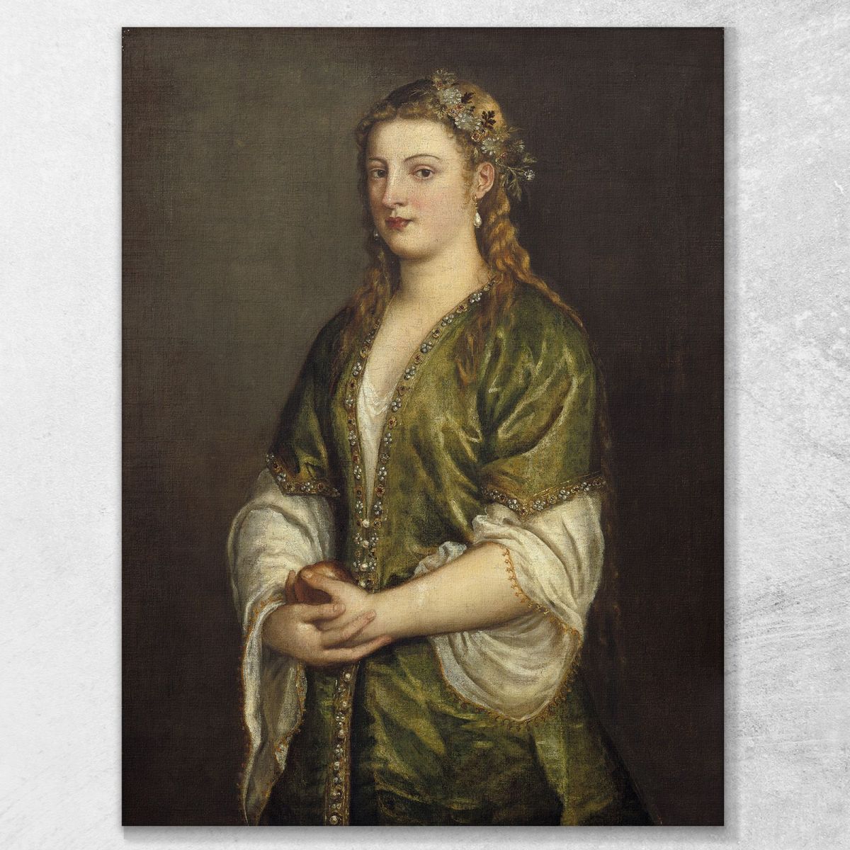 Donna Che Tiene Una Mela Titian Tiziano Vecellio ttn81 quadro stampa su tela