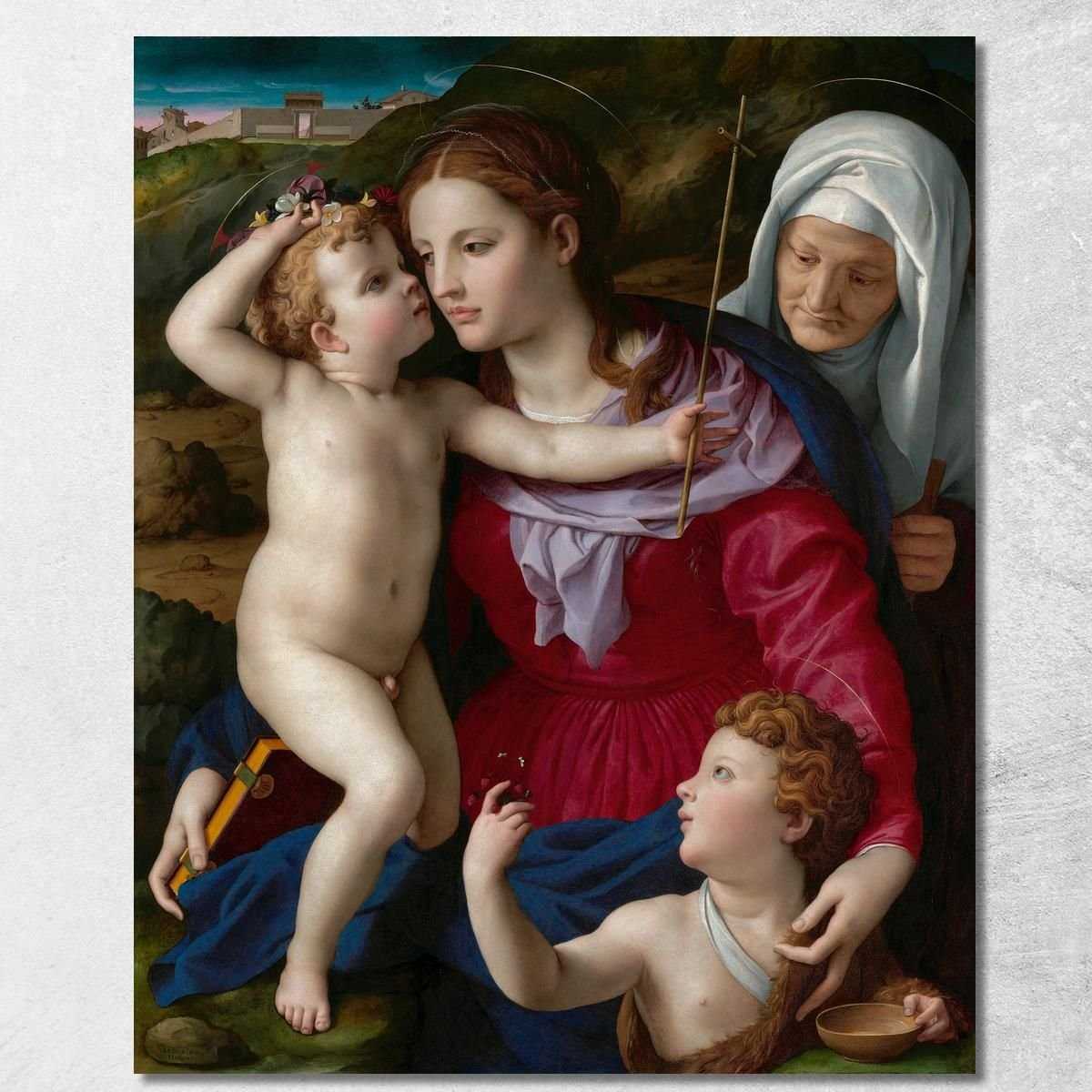 Vergine Col Bambino Sant'Elisabetta E San Giovanni Battista Agnolo Bronzino abz24 quadro stampa su tela