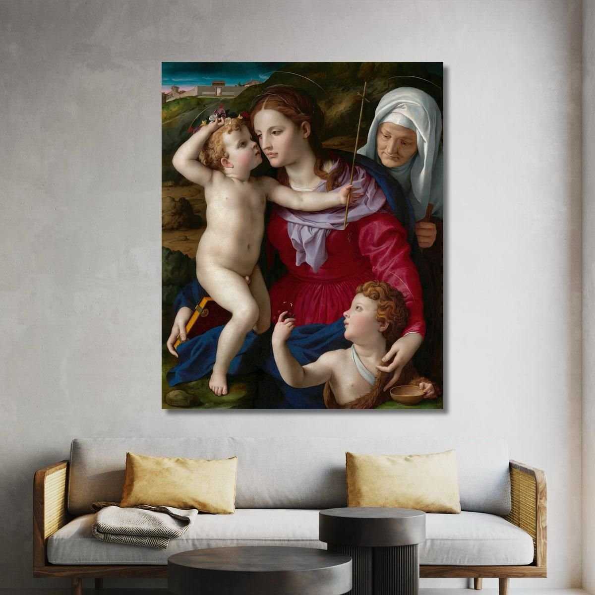 Vergine Col Bambino Sant'Elisabetta E San Giovanni Battista Agnolo Bronzino abz24 quadro stampa su tela