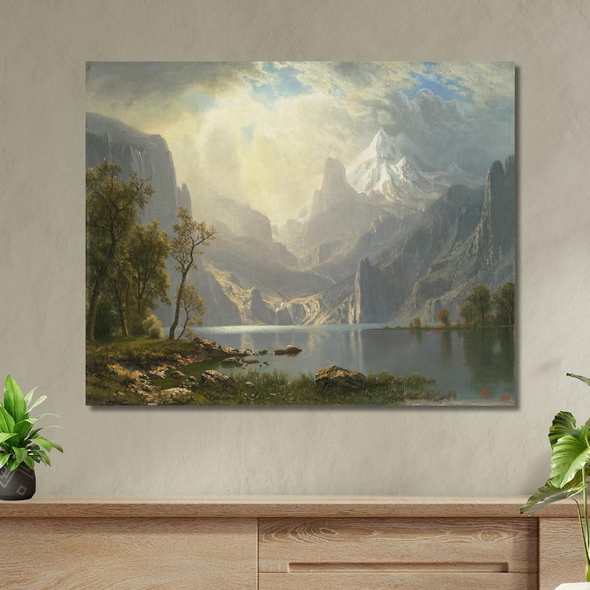 Nelle Sierras Albert Bierstadt abr33 quadro stampa su tela