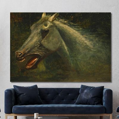 A Wild Stallion, Un Boceto Al Óleo Original Para The Last Of The Buffalo. Albert Bierstadt, abr141 cuadro en lienzo