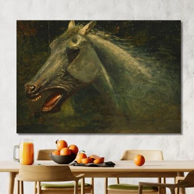 A Wild Stallion Uno Schizzo Ad Olio Originale Per The Last Of The Buffalo Albert Bierstadt abr141 quadro stampa su tela