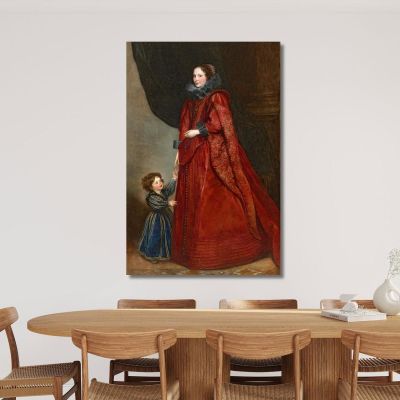 Una Signora Genovese Con Il Suo Bambino Anthony van Dyck, avd2 quadro stampa su tela