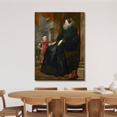 Una Nobildonna Genovese E Suo Figlio Anthony van Dyck, avd3 quadro stampa su tela