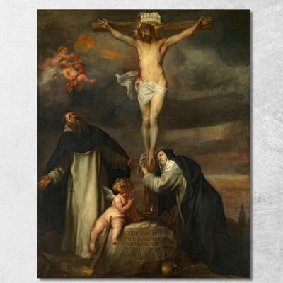 Cristo In Croce Con Santa Caterina Da Siena San Domenico E Un Angelo Anthony van Dyck avd20 quadro stampa su tela