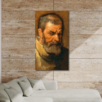 Testa Di Un Uomo Barbuto Anthony van Dyck, avd30 quadro stampa su tela