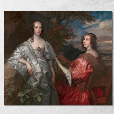 Katherine Contessa Di Chesterfield E Lucy Contessa Di Huntingdon Anthony van Dyck avd41 quadro stampa su tela