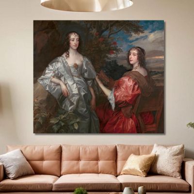 Katherine Contessa Di Chesterfield E Lucy Contessa Di Huntingdon Anthony van Dyck, avd41 quadro stampa su tela