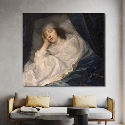 Lady Digby Sul Letto Di Morte Anthony van Dyck, avd44 quadro stampa su tela
