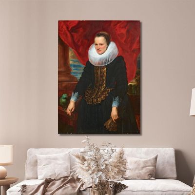 Ritratto Di Una Nobildonna Con Un Pappagallo Anthony van Dyck, avd70 quadro stampa su tela
