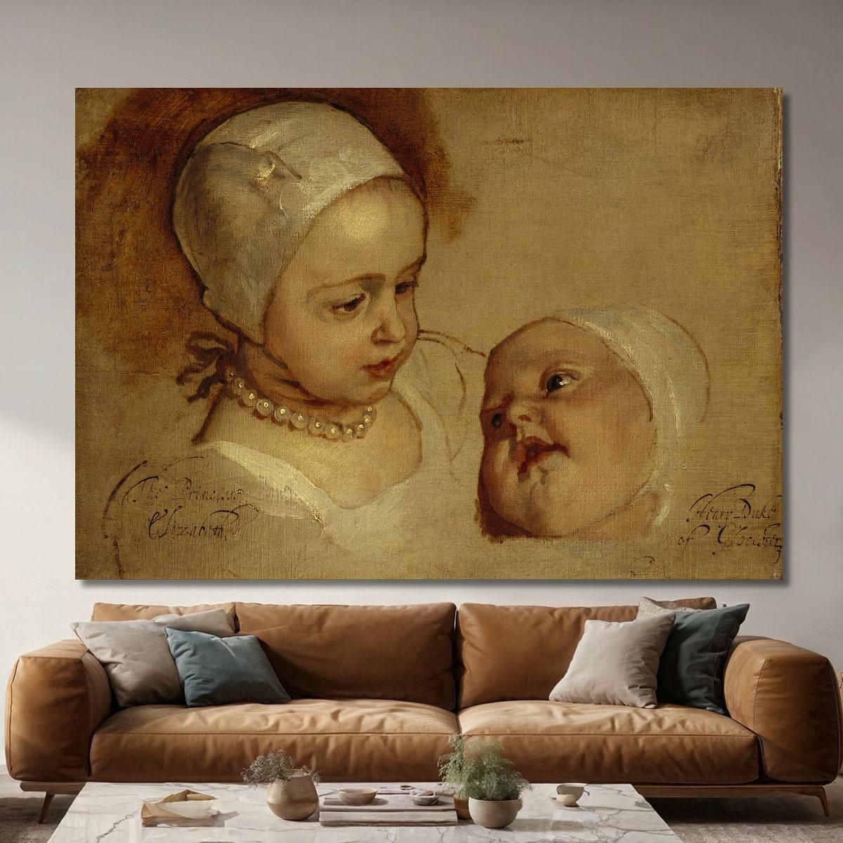 La Principessa Elisabetta E La Principessa Anna. Figlie Di Carlo I Anthony van Dyck avd90 quadro stampa su tela