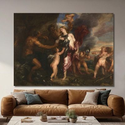 Teti Riceve La Nuova Armatura Per Achille Nella Fucina Di Vulcano Anthony van Dyck avd130 quadro stampa su tela