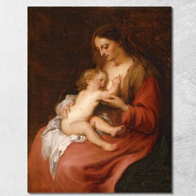 Vergine E Bambino Anthony van Dyck avd136 quadro stampa su tela