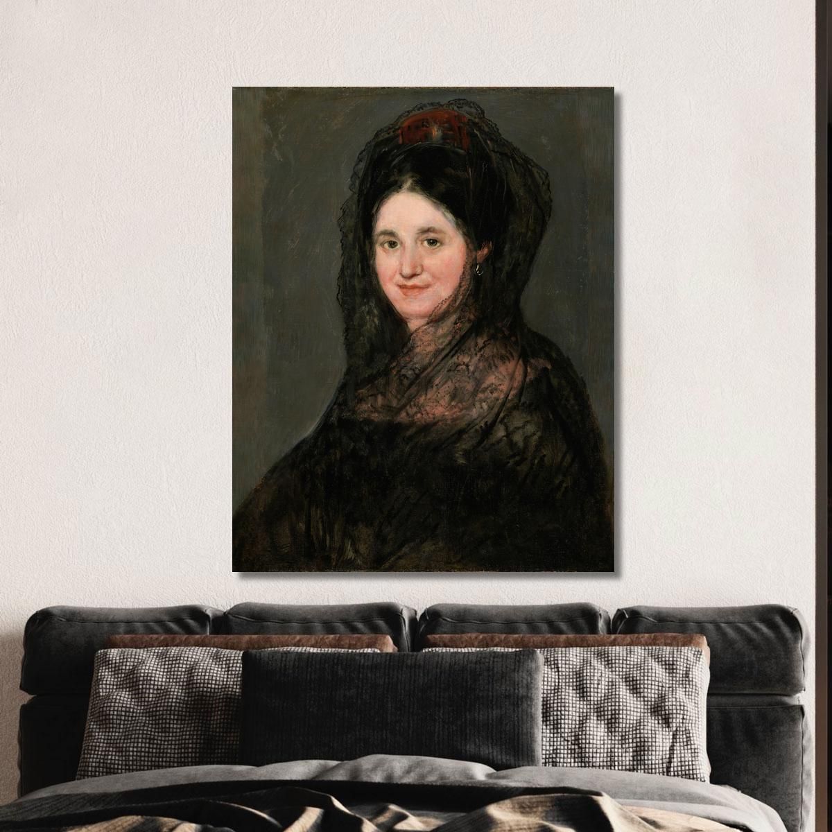 Ritratto Di Una Signora Con Una Mantiglia Nera Francisco de Goya fgy40 quadro stampa su tela