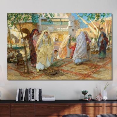 Dopo La Festa Del Porto Di Algeri  Frederick Arthur Bridgman fab12 quadro stampa su tela