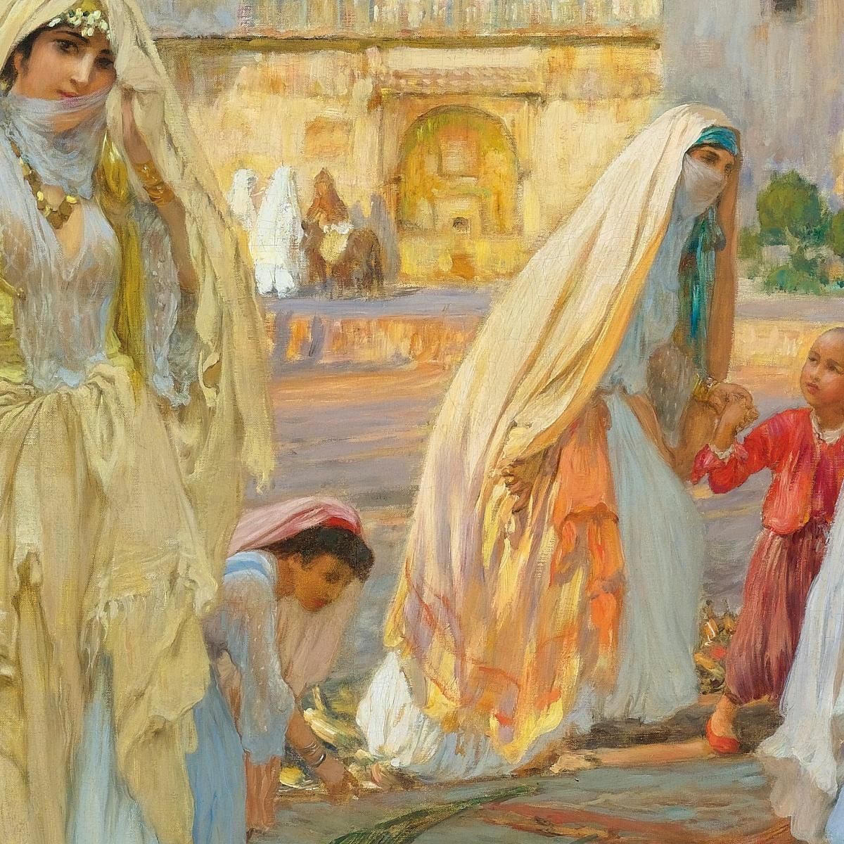 Dopo La Festa Del Porto Di Algeri  Frederick Arthur Bridgman fab12 quadro stampa su tela