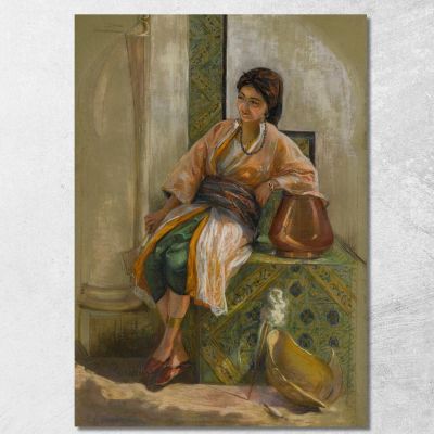 Ragazza Giovane Con Un Ventilatore Frederick Arthur Bridgman fab31 quadro stampa su tela