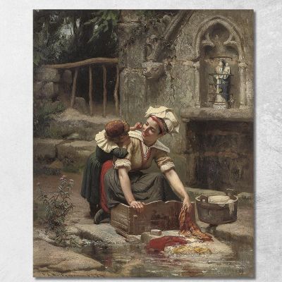 Il Piccolo Aiutante Della Mamma Frederick Arthur Bridgman fab38 quadro stampa su tela