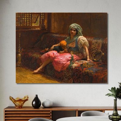 Momenti Teneri Frederick Arthur Bridgman fab52 quadro stampa su tela