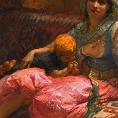 Momenti Teneri Frederick Arthur Bridgman fab52 quadro stampa su tela