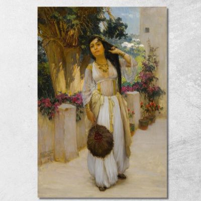 Donna Di Algeri Su Una Veranda Frederick Arthur Bridgman fab73 quadro stampa su tela