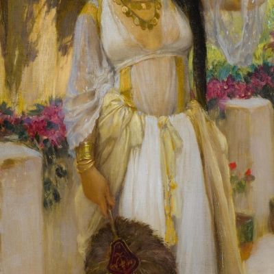 Donna Di Algeri Su Una Veranda Frederick Arthur Bridgman fab73 quadro stampa su tela