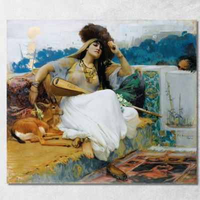 Giovane Donna Su Una Terrazza Frederick Arthur Bridgman fab77 quadro stampa su tela