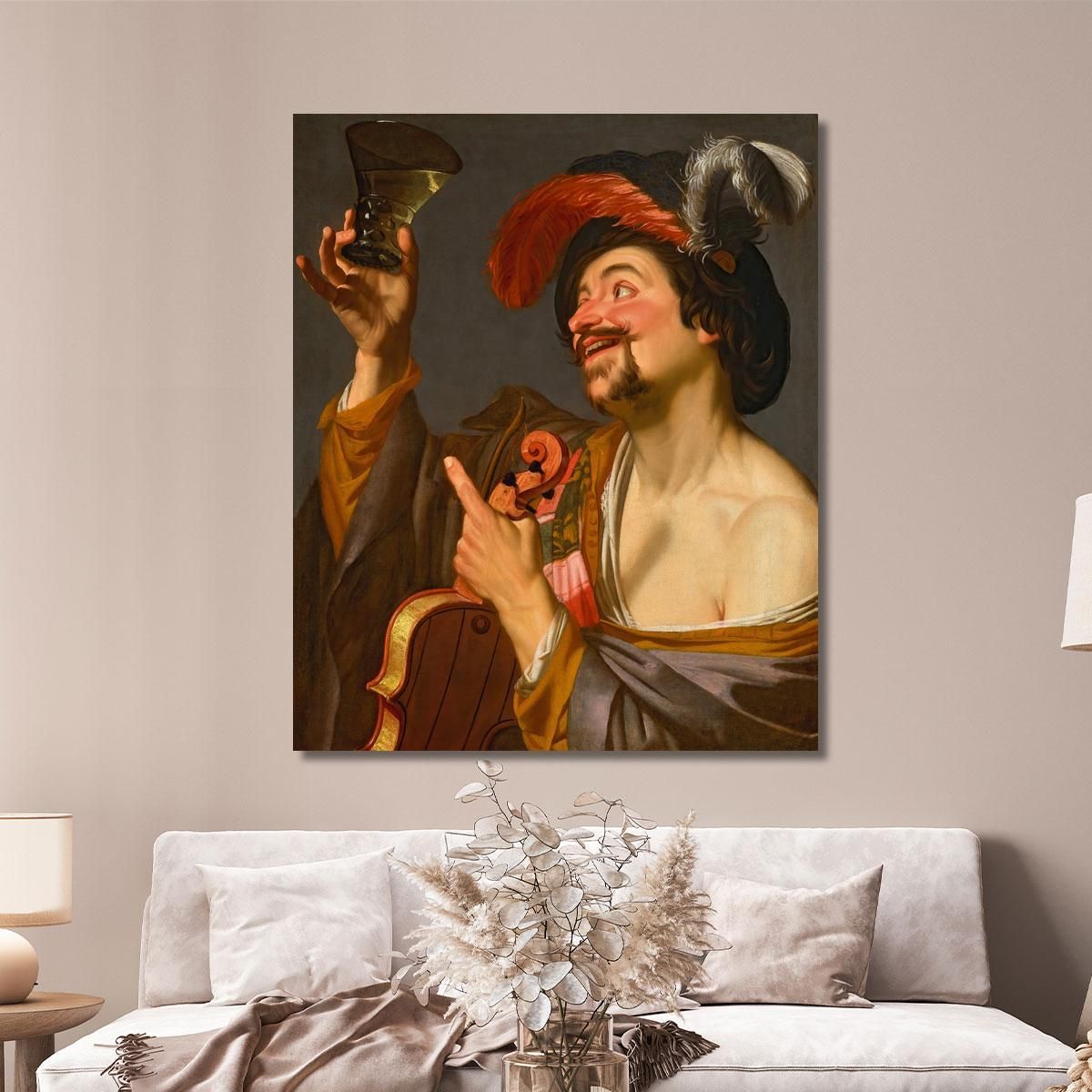 Un Allegro Violinista Con In Mano Un Roemer Gerard van Honthorst gvh3 quadro stampa su tela