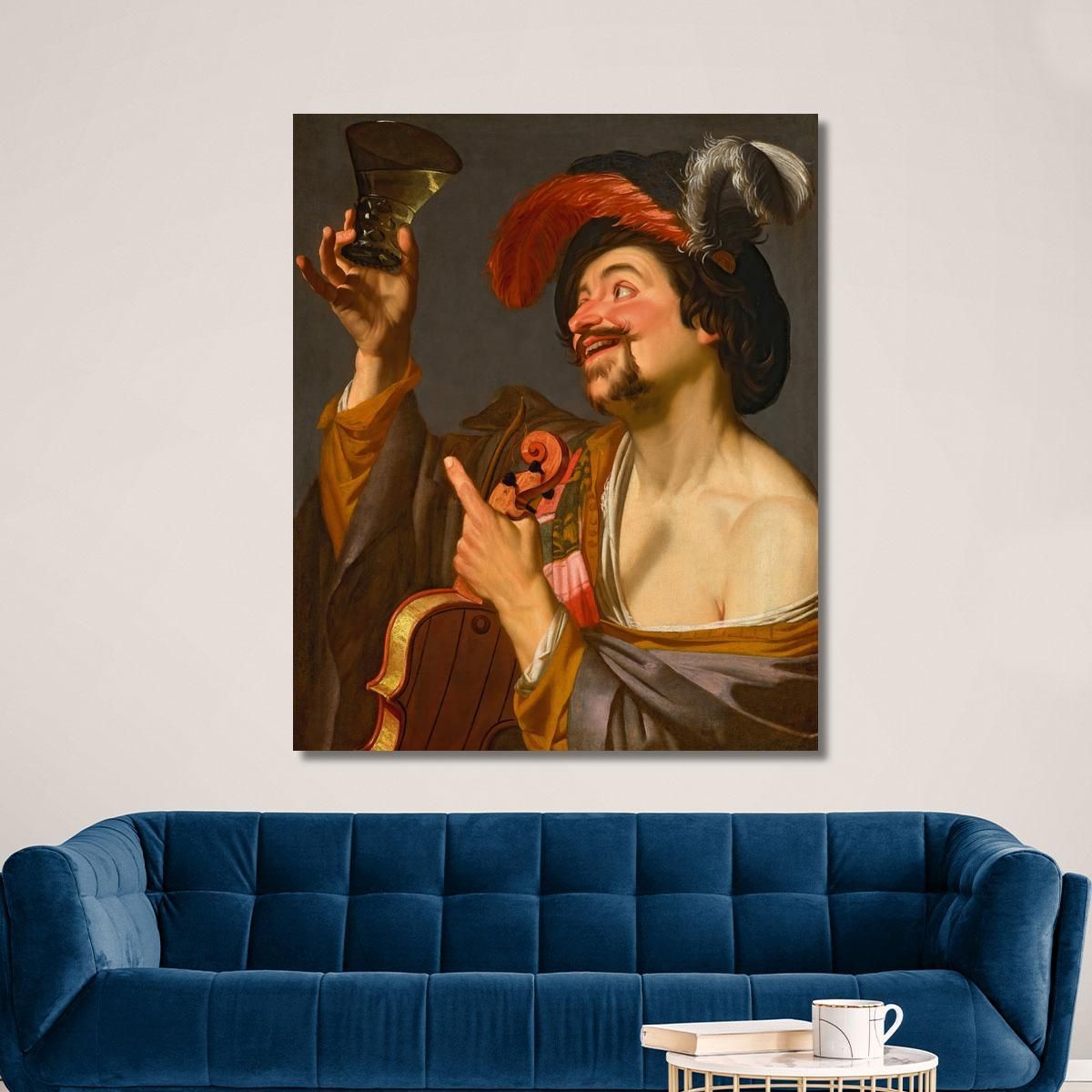 Un Allegro Violinista Con In Mano Un Roemer Gerard van Honthorst gvh3 quadro stampa su tela