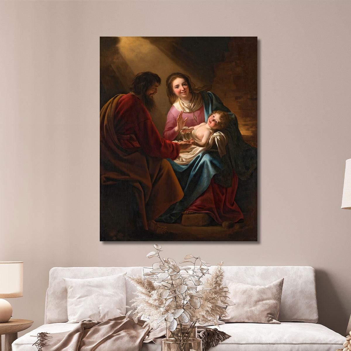 La Sacra Famiglia Gerard van Honthorst gvh50 quadro stampa su tela