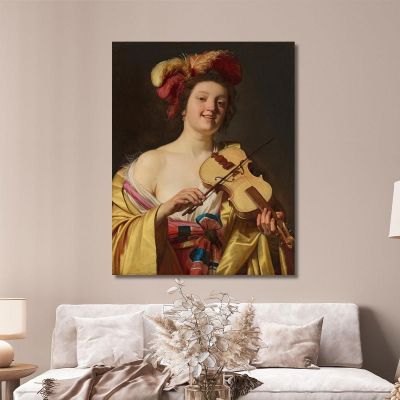 Il Suonatore Di Violino Gerard van Honthorst gvh57 quadro stampa su tela