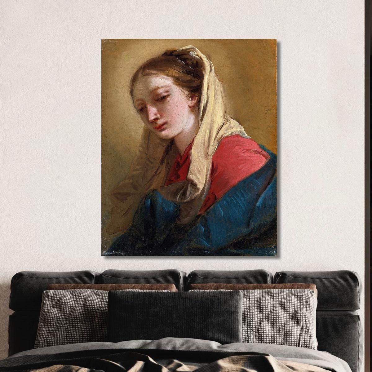 Maria Maddalena In Vista Di Tre Quarti Velata In Un Panno Bianco Giovanni Battista Tiepolo gbt24 quadro stampa su tela