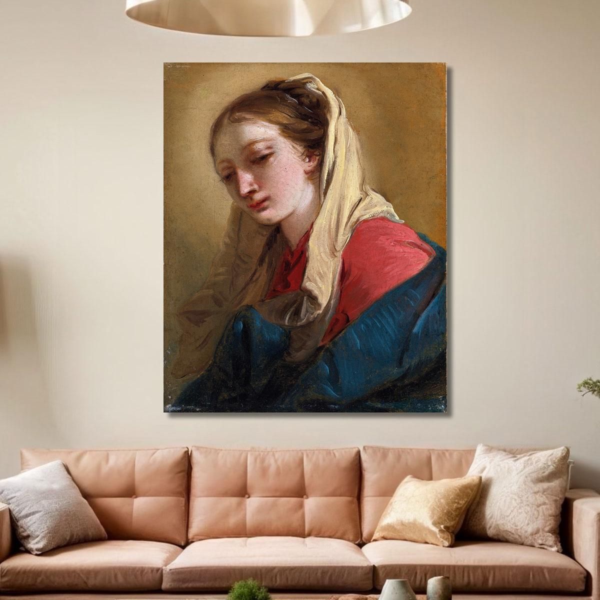 Maria Maddalena In Vista Di Tre Quarti Velata In Un Panno Bianco Giovanni Battista Tiepolo gbt24 quadro stampa su tela