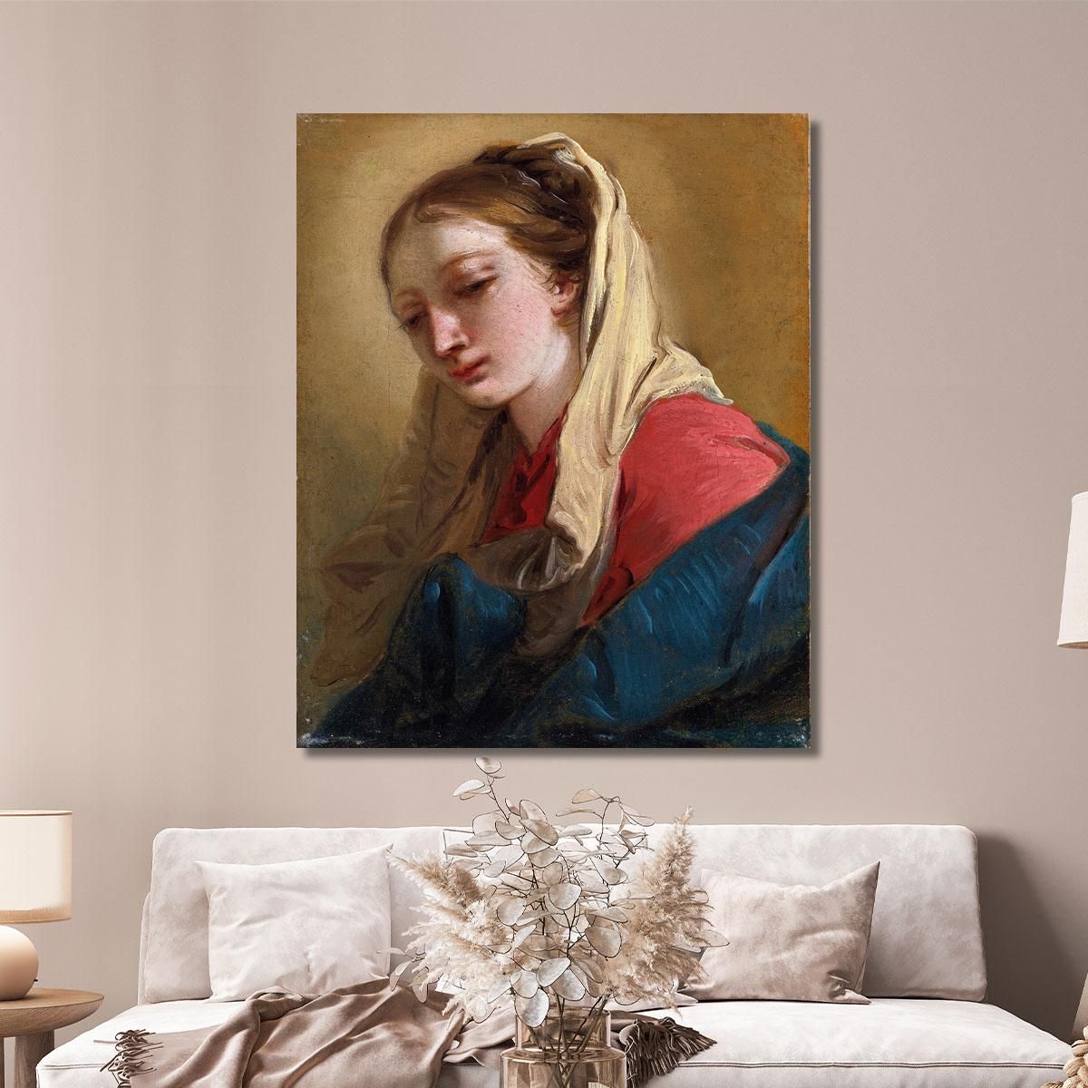 Maria Maddalena In Vista Di Tre Quarti Velata In Un Panno Bianco Giovanni Battista Tiepolo gbt24 quadro stampa su tela